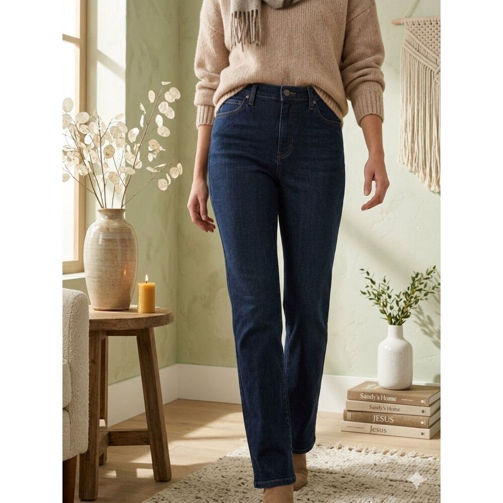 Lee Relaxed Fit Bootcut Jeans Womens 12 Short Blue Stretch Denim